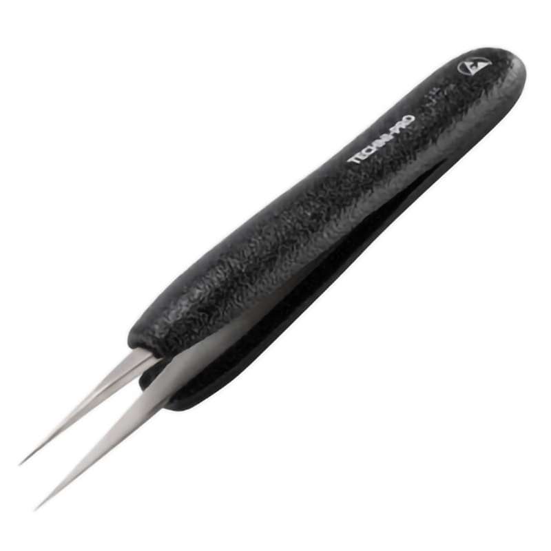 ESD Foam Tweezers, Style 3, Anti-Acid/Anti-Mag, SS, Fine, Pointed, 4.9"